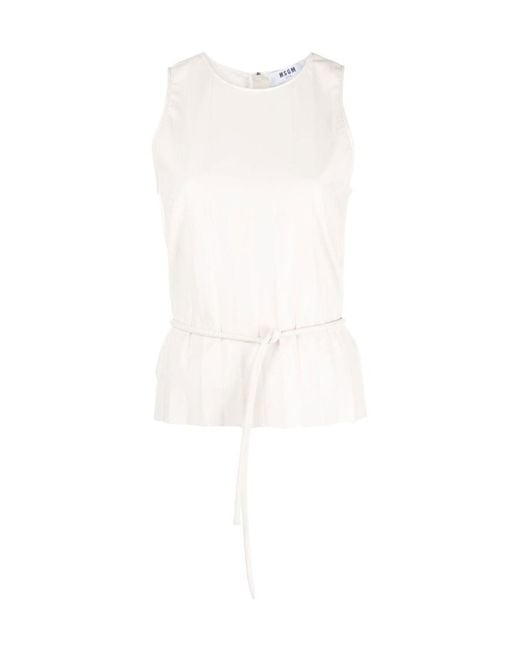 MSGM White Waistband Round Collar Vest