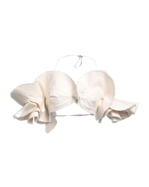 Jacquemus White Cropped Solid-Color Top