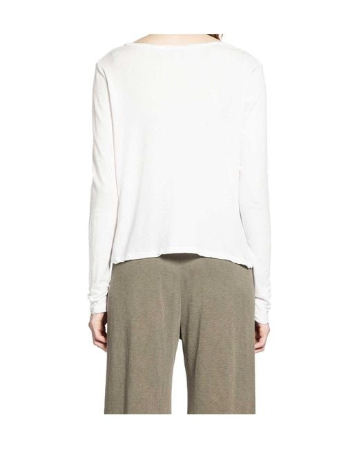 James Perse White Deep V-Neck Long-Sleeve T-Shirt