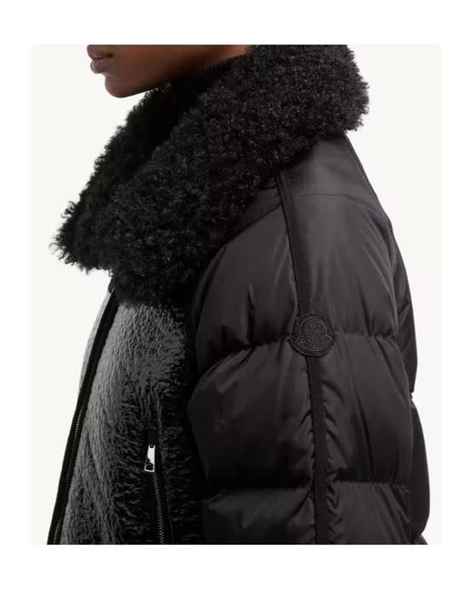 Moncler Black Rubrouk Teddy-Trimmed Short Down Jacket