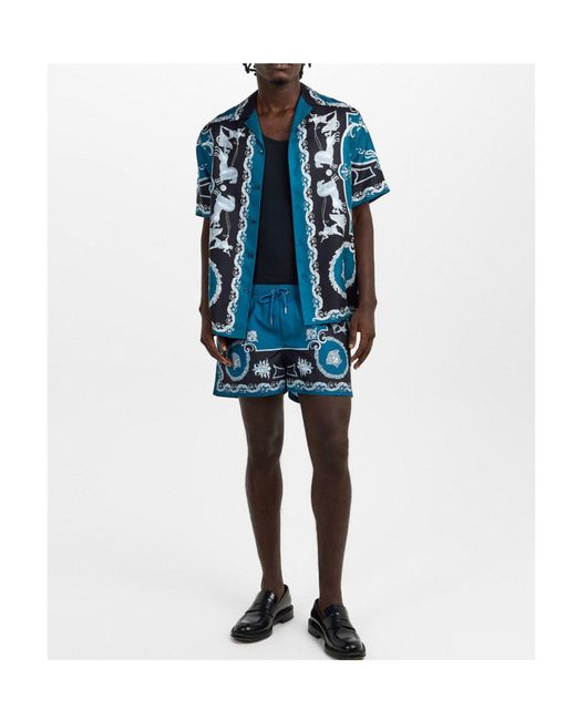 Versace Blue Silk Shirt for men