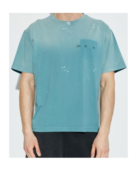 M I S B H V Blue Distressed Pocket T-Shirt for men
