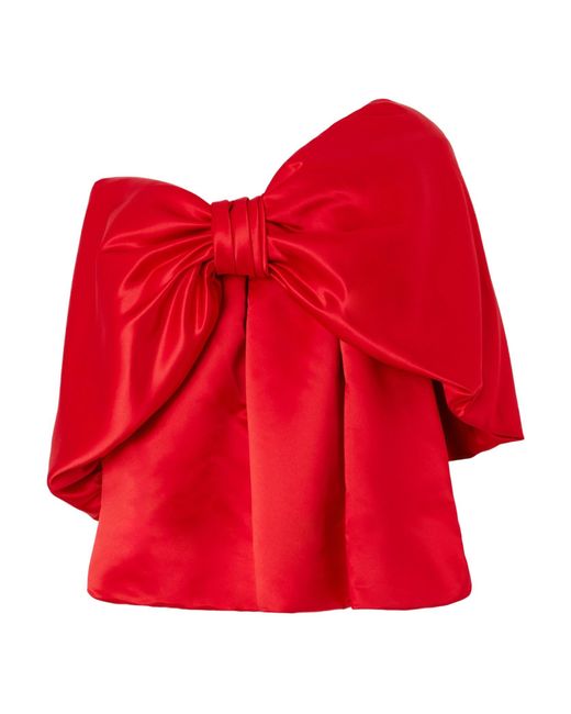 Simone Rocha Red Oversized Bow Satin Top