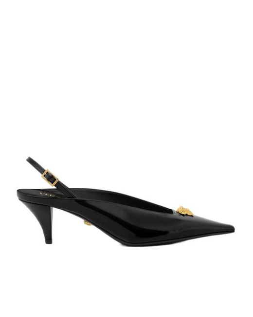Versace Black Medusa-Head Pointed-Toe Mules