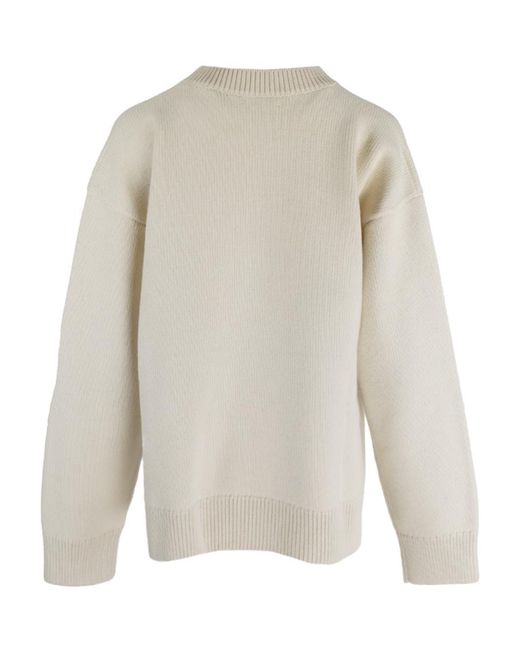 Jil Sander White Crew-Neck Sweater