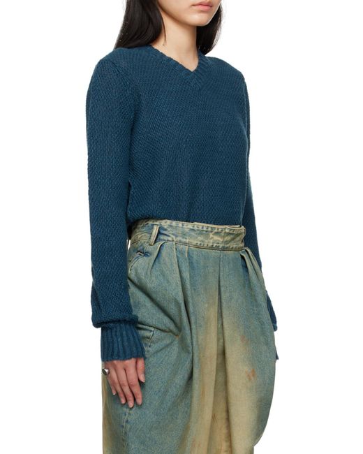 Maison Margiela Blue V-Neck Sweater