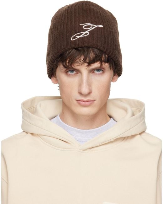 Jacquemus Brown The Espiral Beanie for men