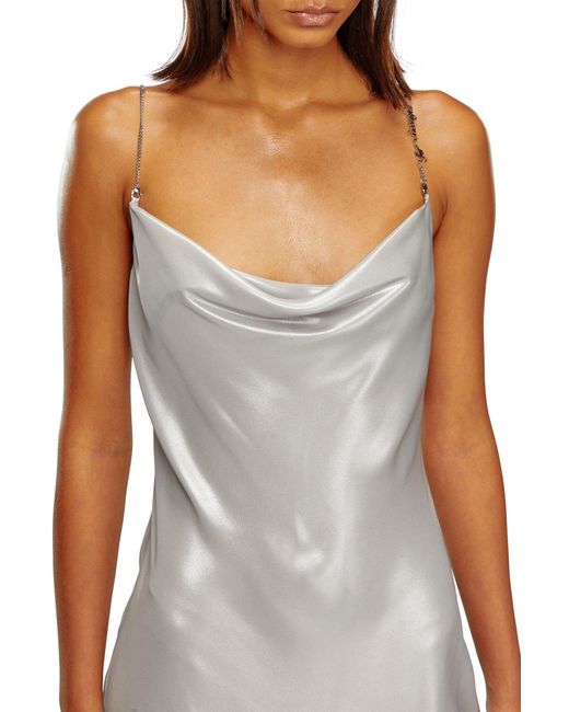 DIESEL White D-Minty Cowl-Neck Short Metallic Dress