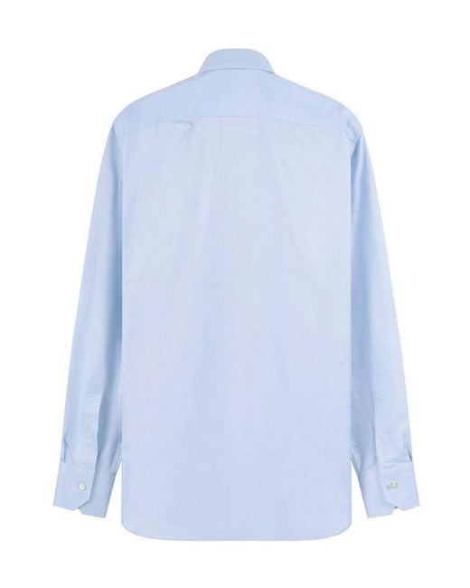Zegna Blue Dress Business Long-Sleeved Shirt for men