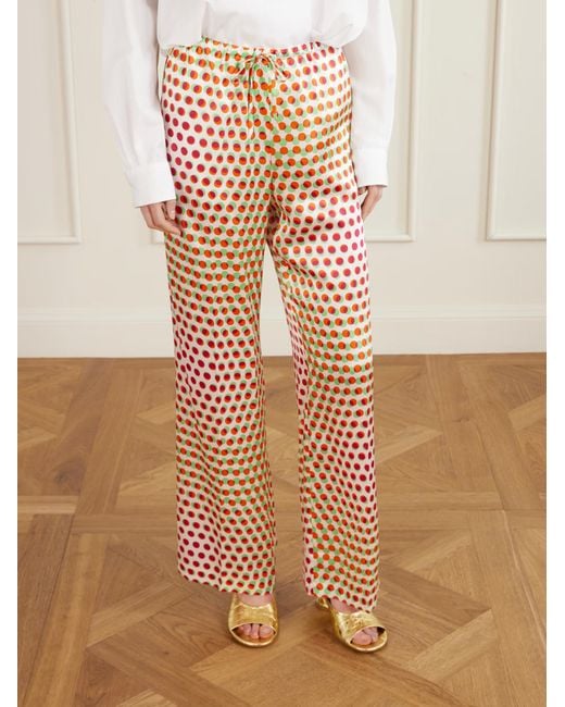 Dries Van Noten White Printed Wide-Leg Casual Pants