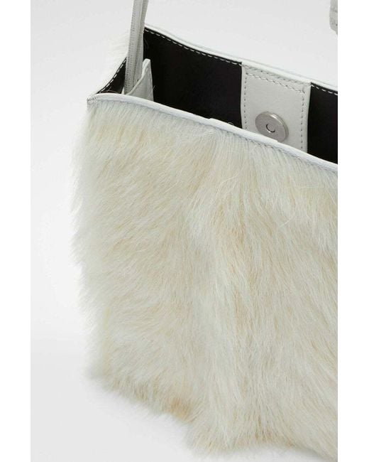 Jil Sander White Tangle Shearling Small Crossbody Bag