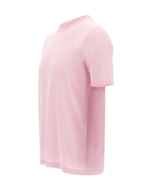 Kangra Cashmere Pink Ribbed Crew-Neck T-Shirt for men