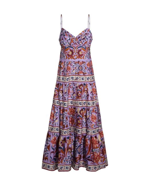 Farm Rio Purple Tiered Floral Maxi Dress