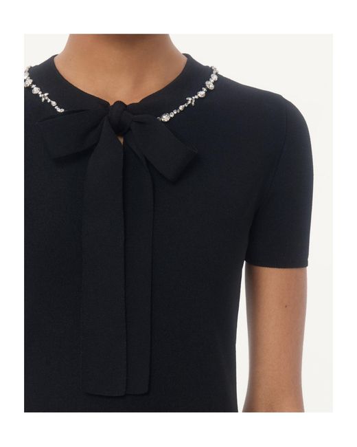 Valentino Black Embellished Tie-Neck Dress