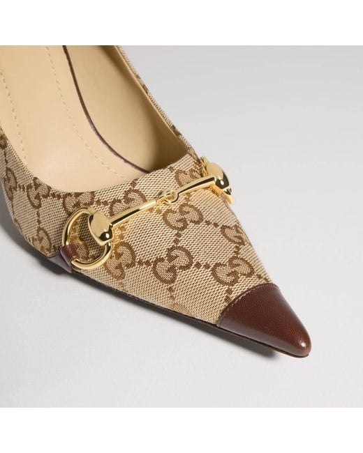 Gucci White Donna Horsebit Gg-Supreme Pumps