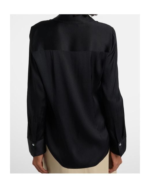 Vince Black Silk-Blend Satin Shirt