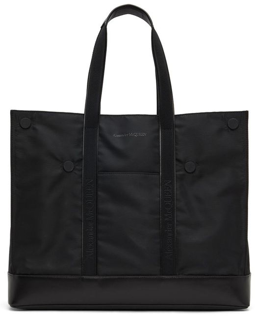 Alexander McQueen Black Logo Band Tote Bag for men