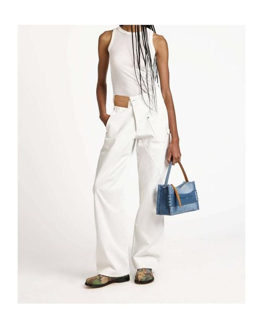 J.W. Anderson White Jw Anderson Logo Patch Straight-Leg Jeans