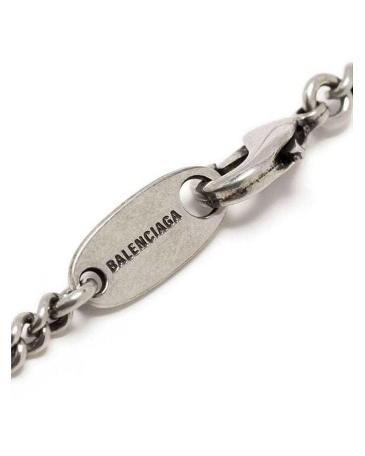 Balenciaga White Bb Icon Logo Charm Necklace