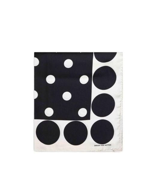Dries Van Noten Blue Polka Dot Printed Square Scarf