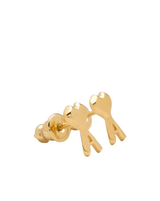 AMI Metallic Ami Ami De Coeur Hammered Earrings for men