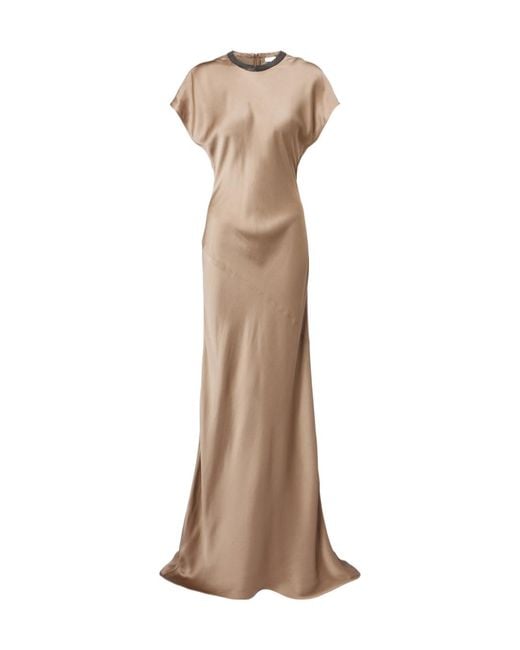 Brunello Cucinelli Natural Monili Satin Gown