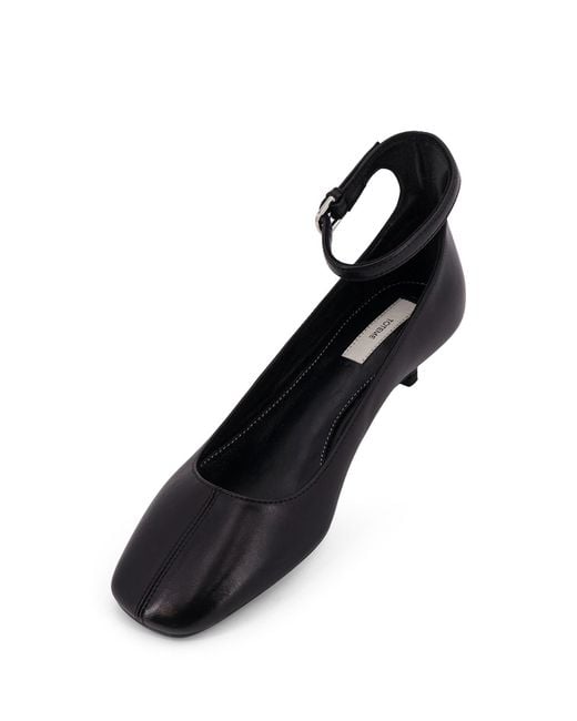 Totême  Black Totême Square-Toe Ankle Strap Pumps