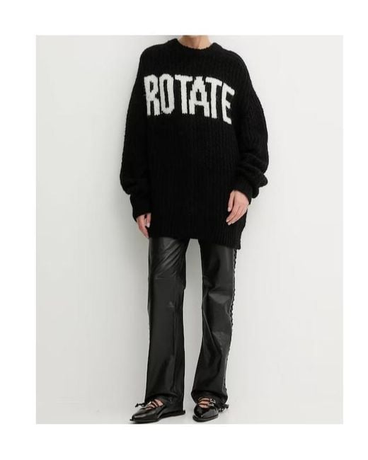 ROTATE BIRGER CHRISTENSEN Blue Logo Intarsia-Knit Crewneck Jumper