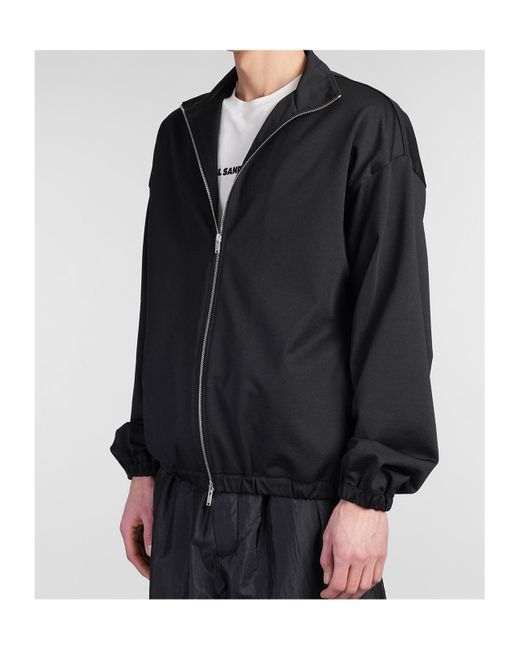 Jil Sander Black Zip-Up Long Sleeved Sweatshirt for men
