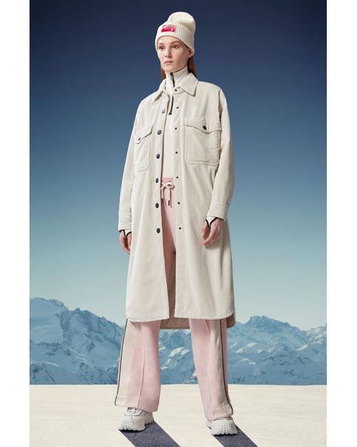 Moncler White Grenoble Vanay Corduroy Long Sleeved Shirt Jacket