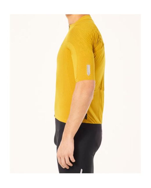 Oakley Yellow Gridskin Pinstripe Ss Textured Zip Jersey for men