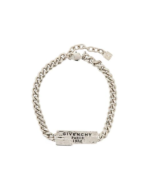 Givenchy Metallic Tape Designer-Engraved Chain Bracelet for men