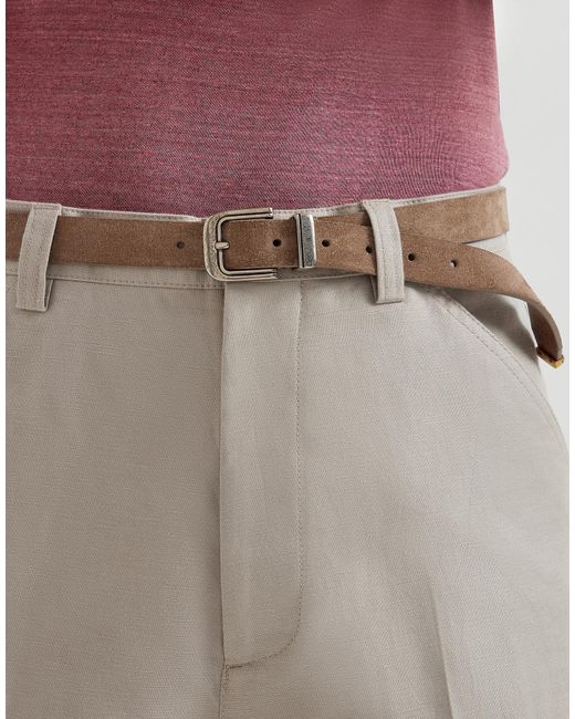 Brunello Cucinelli White Reversed Leather Belt for men