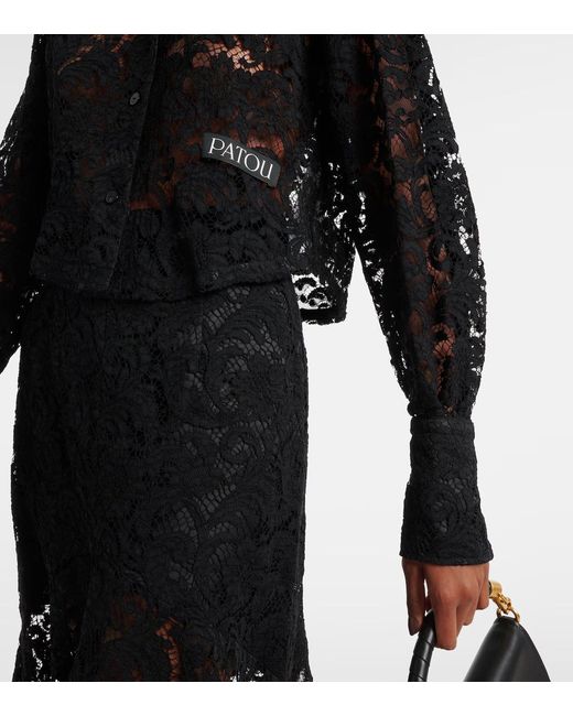 Patou Black Cropped Lace Shirt