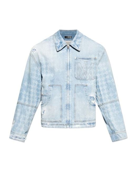 Amiri Blue Distressed Denim Jacket for men