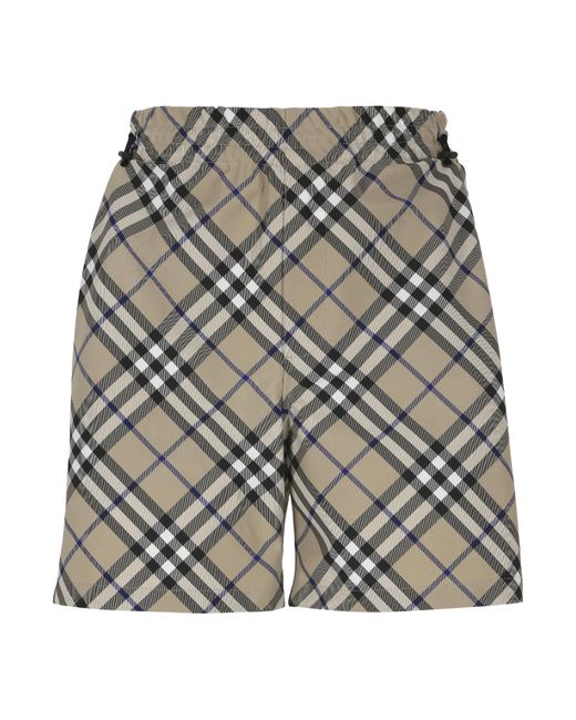 Burberry Gray Check Pattern Shorts for men