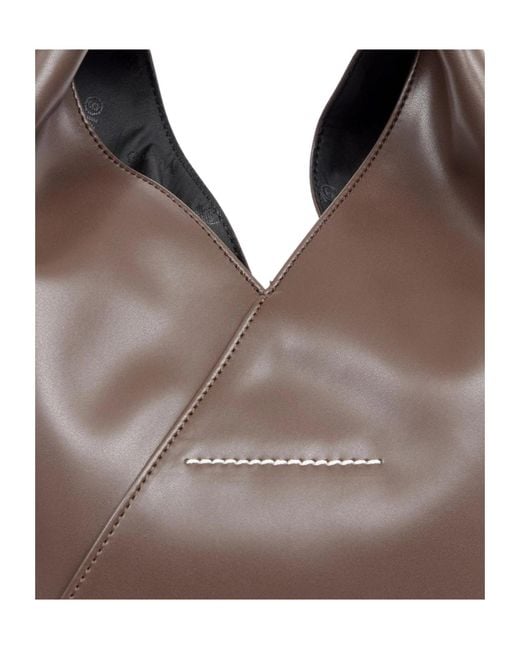 MM6 by Maison Margiela Brown Japanese Logo Detailed Tote Bag