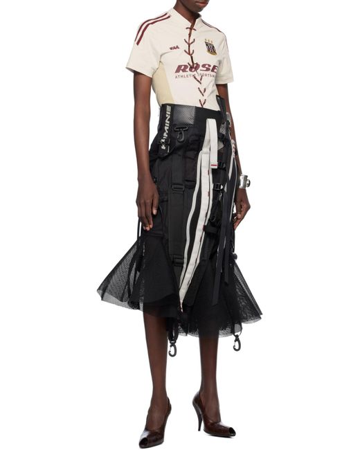 Junya Watanabe Black Multi Fabrics Mix Midi Skirt