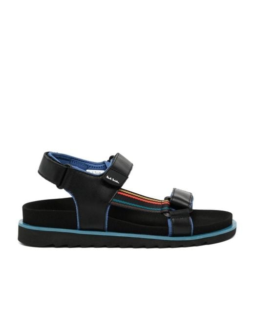 Paul Smith Black Logo Stripe Detailed Sandals for men