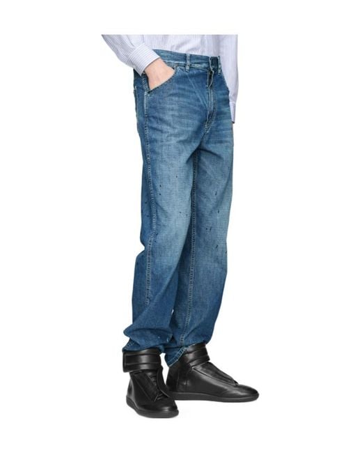 Maison Margiela Blue Stained-Effect Jeans for men