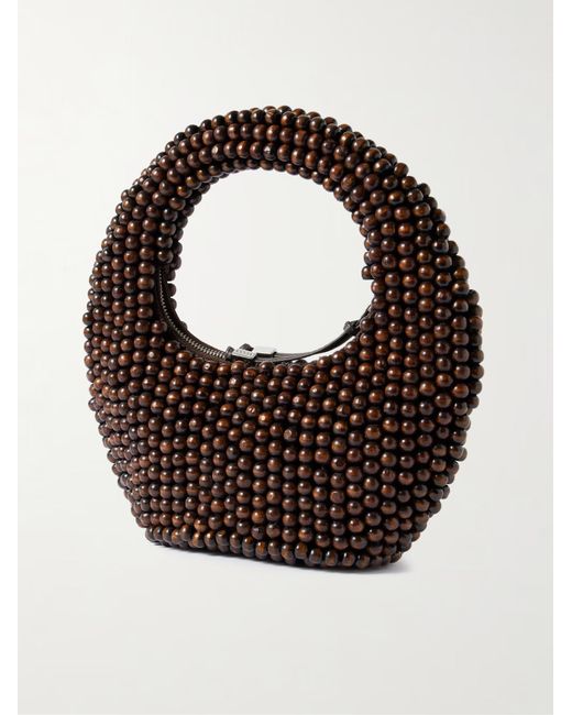 Staud Brown Reef Beaded Top-Handle Bag