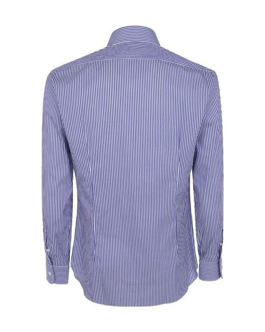 Barba Napoli Blue Long-Sleeved Shirt for men