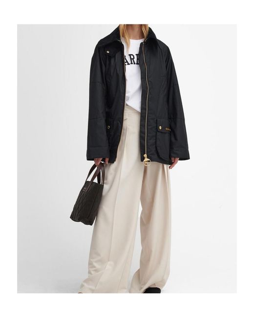 Barbour Black Allerston Waxed Zip-Up Jacket