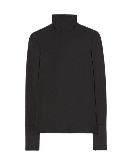 Jil Sander Black High-Neck Satin Top