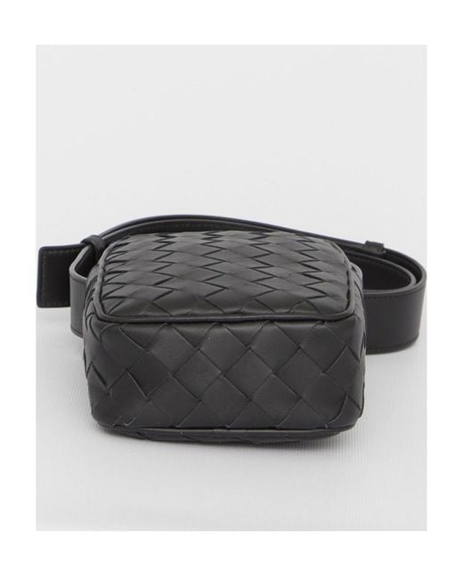 Bottega Veneta Black Intrecciato Strapped Crossbody Bag for men