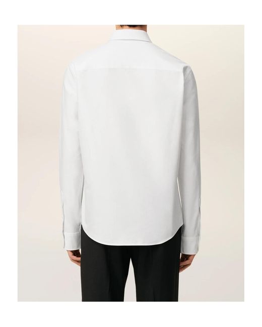 AMI White Ami De Coeur Logo Embroidered Buttoned Shirt for men