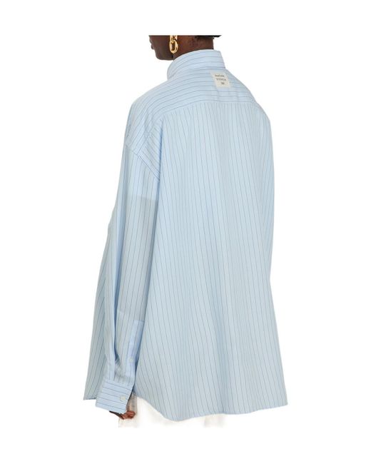 Acne Blue Minimalist Versatile Striped Shirt