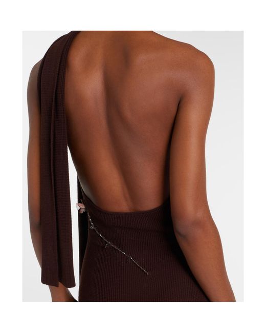 AYA MUSE Purple Floral Appliqué Knit Dress