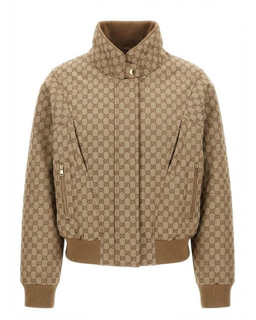 Gucci Natural Gg Zip-Up Jacket