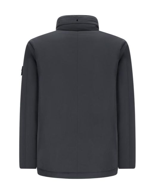 Stone Island Black Logo Patch Zip-Up Padded Jacket for men
